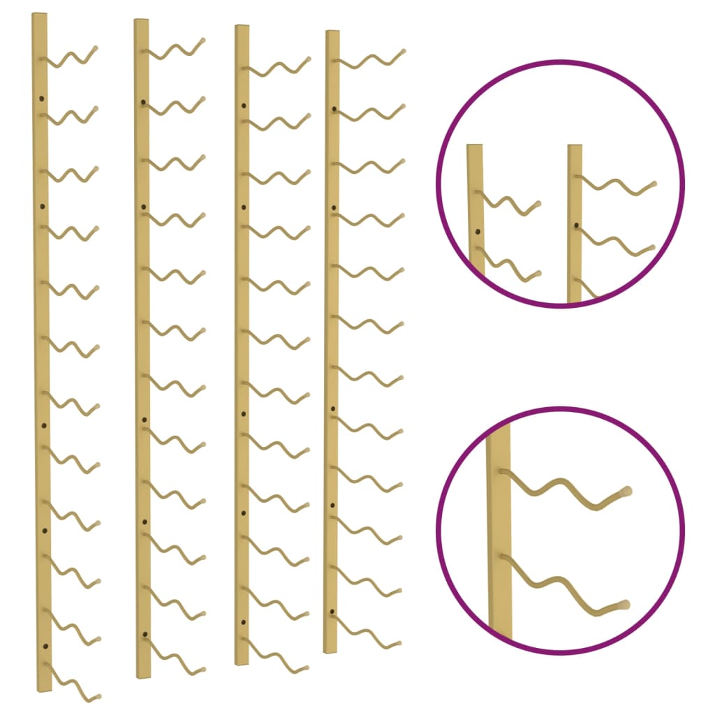Wand-Weinregal für 24 Flaschen 2 Stk. Golden Eisen