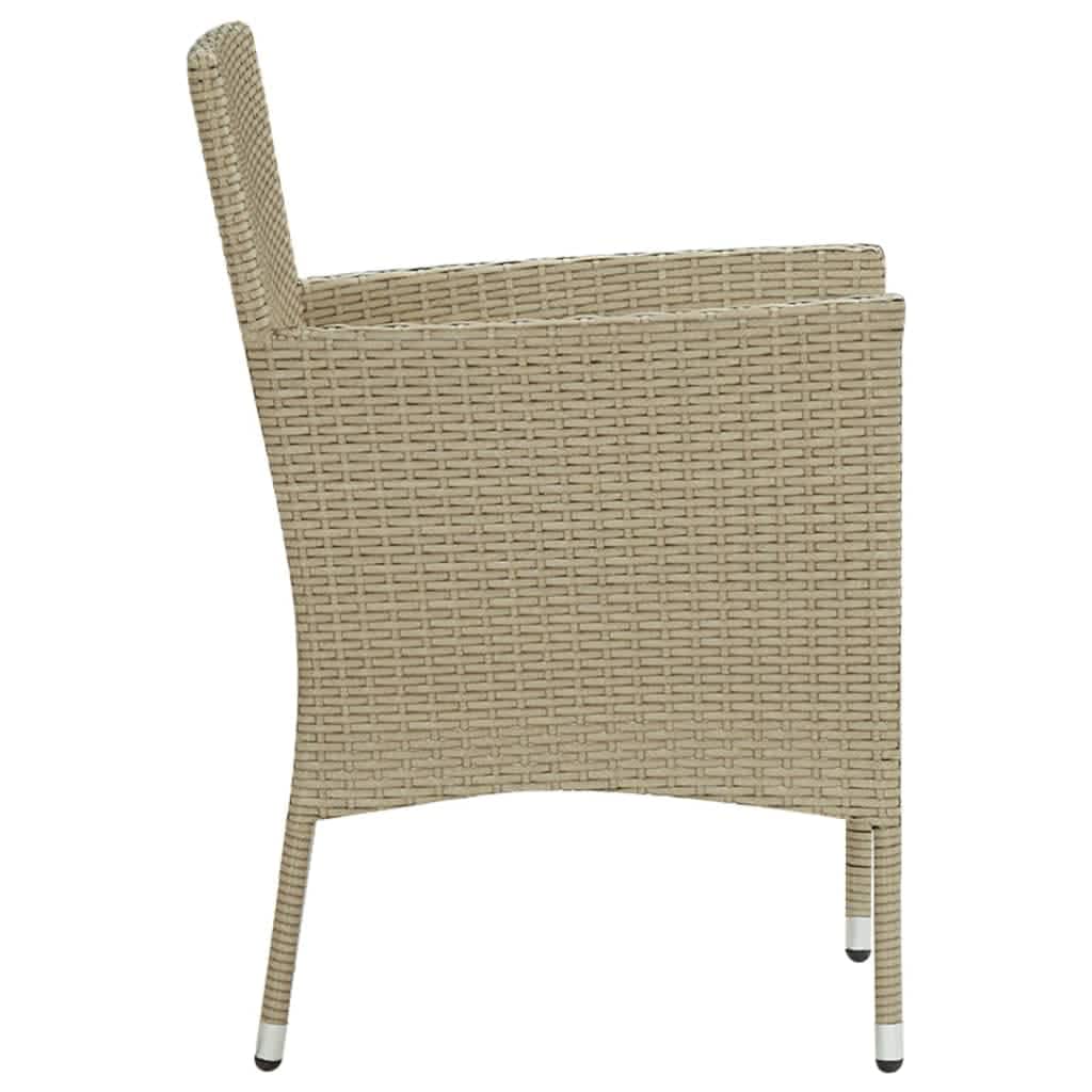 3-tlg. Garten-Essgruppe mit Kissen Poly Rattan Beige