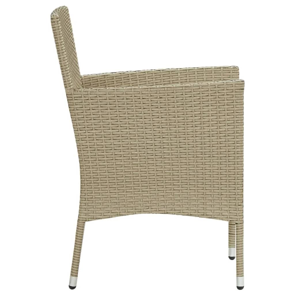 7-tlg. Garten-Essgruppe mit Kissen Poly Rattan Beige