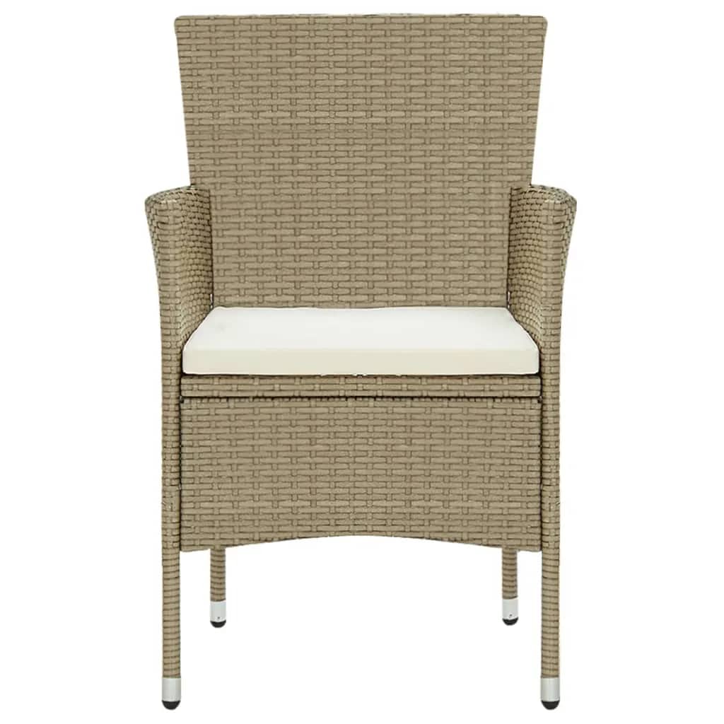 7-tlg. Garten-Essgruppe mit Kissen Poly Rattan Beige