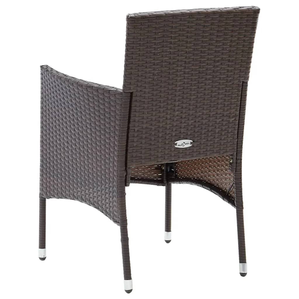 3-tlg. Garten-Essgruppe mit Kissen Poly Rattan Braun