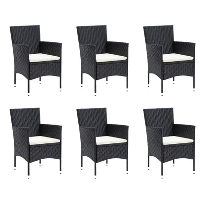 7-piece garden dining set with cushions poly rattan black