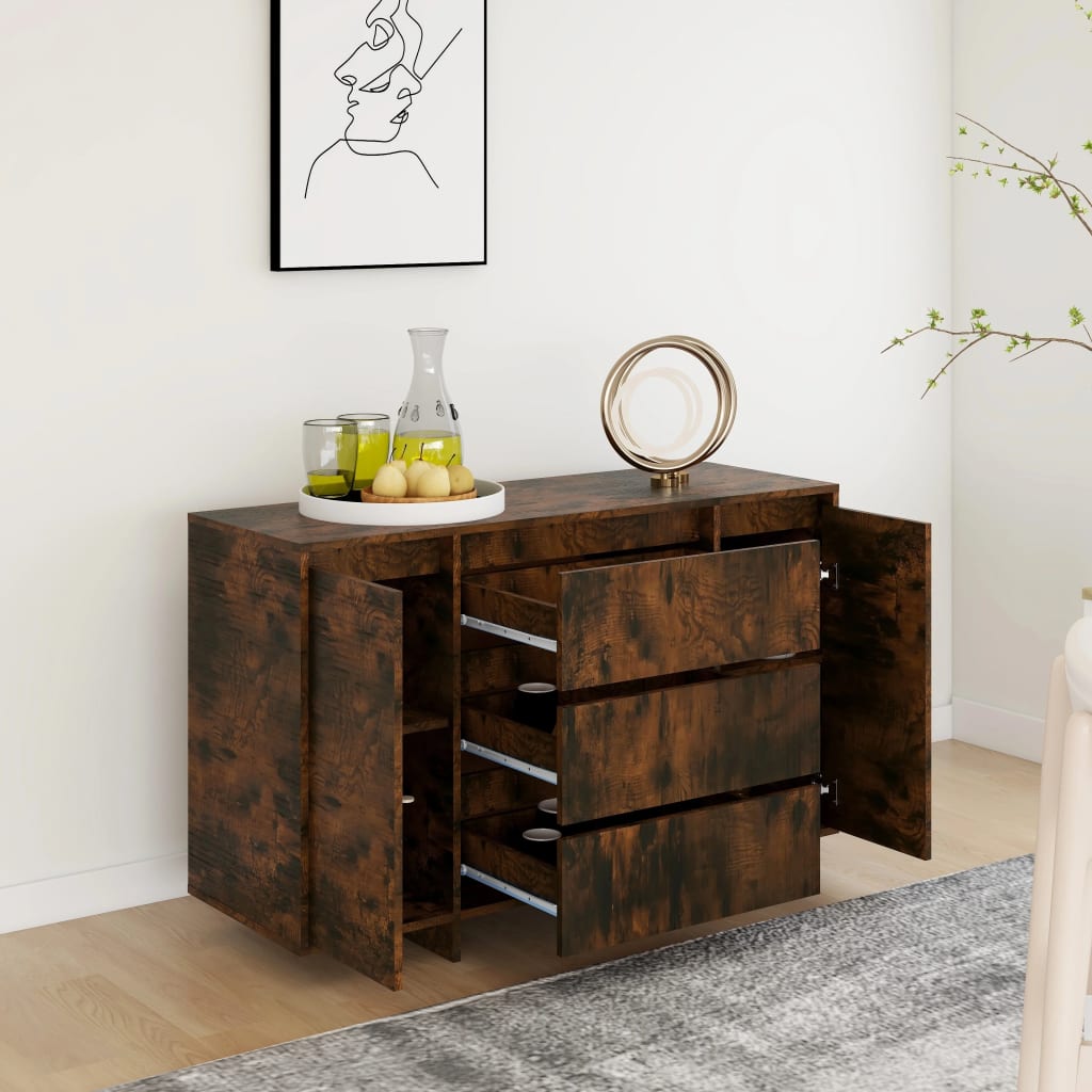 Sideboard with 3 drawers smoked oak 120x41x75 cm