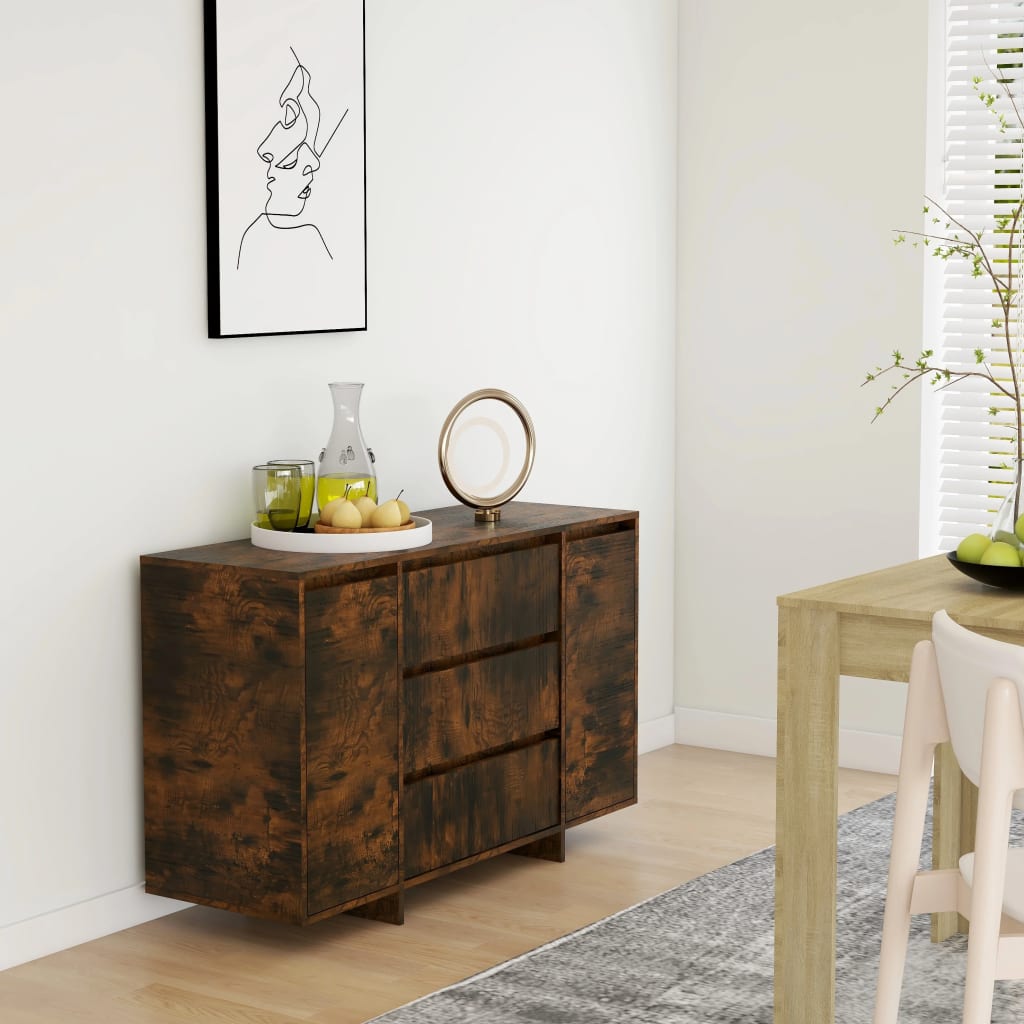 Sideboard with 3 drawers smoked oak 120x41x75 cm