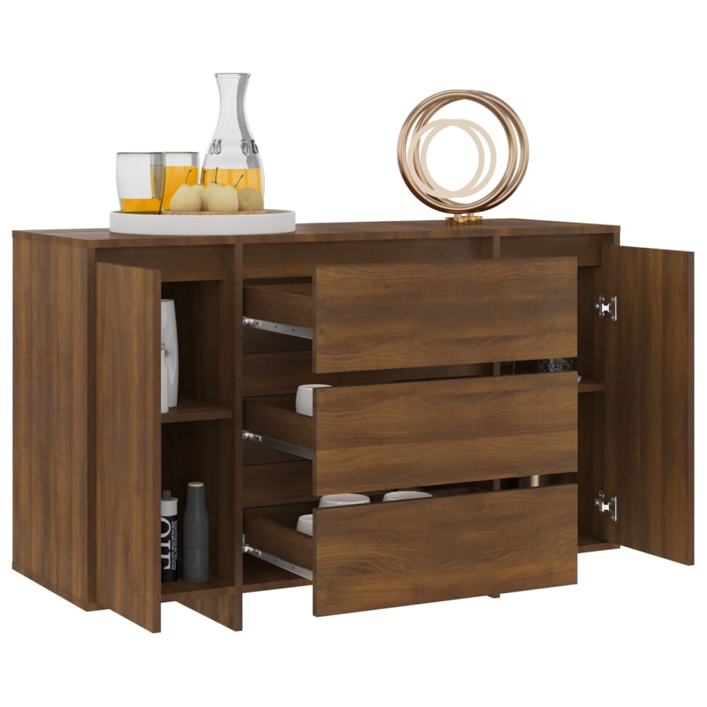 Sideboard with 3 drawers brown oak look 120x41x75 cm