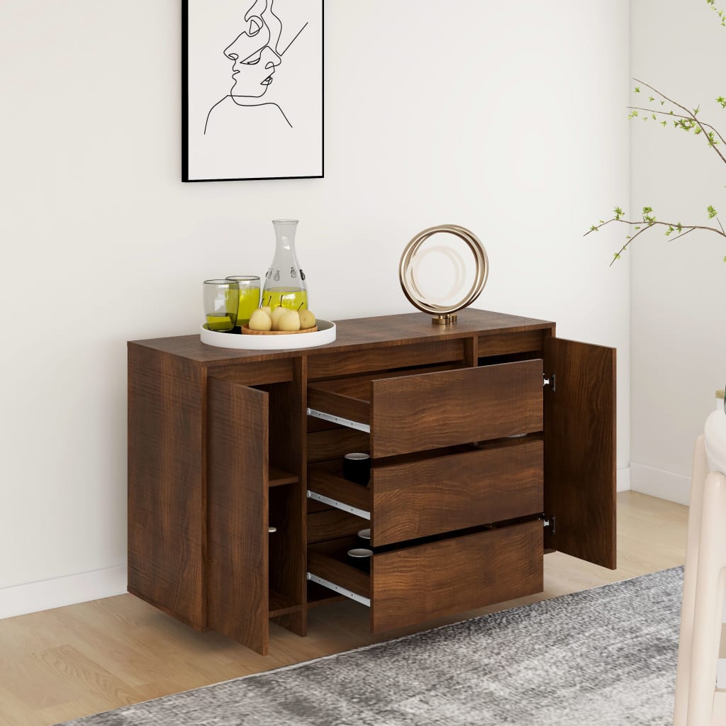 Sideboard with 3 drawers brown oak look 120x41x75 cm