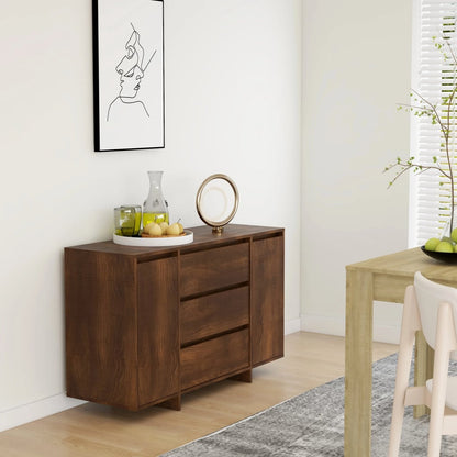 Sideboard with 3 drawers brown oak look 120x41x75 cm