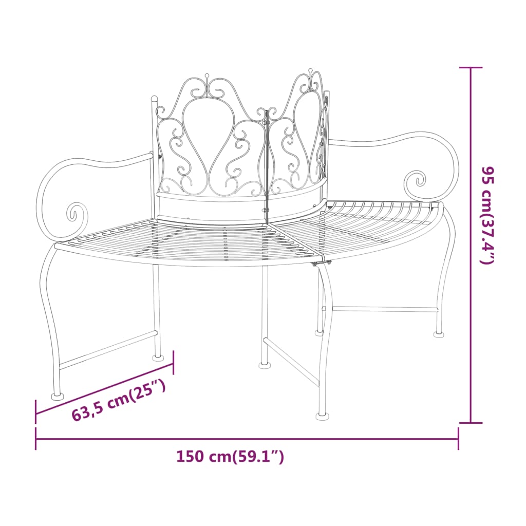 Klupa za drvo 150 cm crni čelik