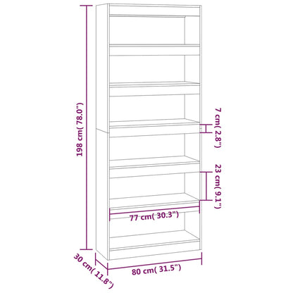 Bücherregal/Raumteiler Sonoma-Eiche 80x30x198 cm Holzwerkstoff