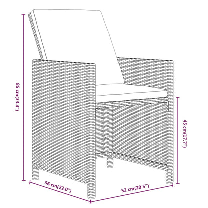 7-tlg. Garten-Essgruppe mit Kissen Poly Rattan Grau