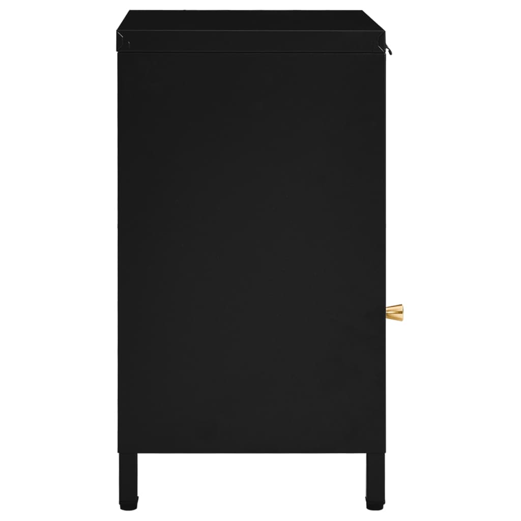 Bedside tables 2 pcs. Black 40x30x54,5 cm steel and glass