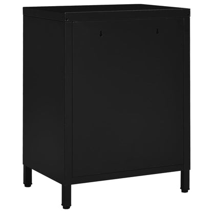 Bedside tables 2 pcs. Black 40x30x54,5 cm steel and glass