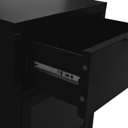 Bedside tables 2 pcs. Black 40x30x54,5 cm steel and glass