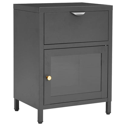 Bedside tables 2 pcs. Anthracite 40x30x54.5 cm steel and glass