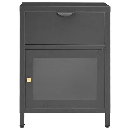 Bedside tables 2 pcs. Anthracite 40x30x54.5 cm steel and glass