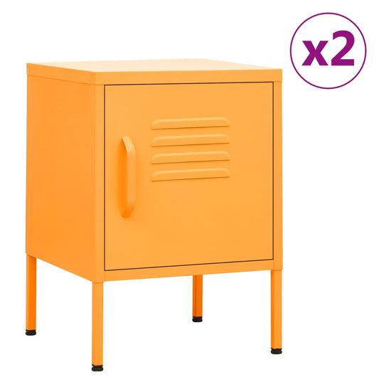 Bedside tables 2 pcs. Mustard yellow 35x35x51 cm steel