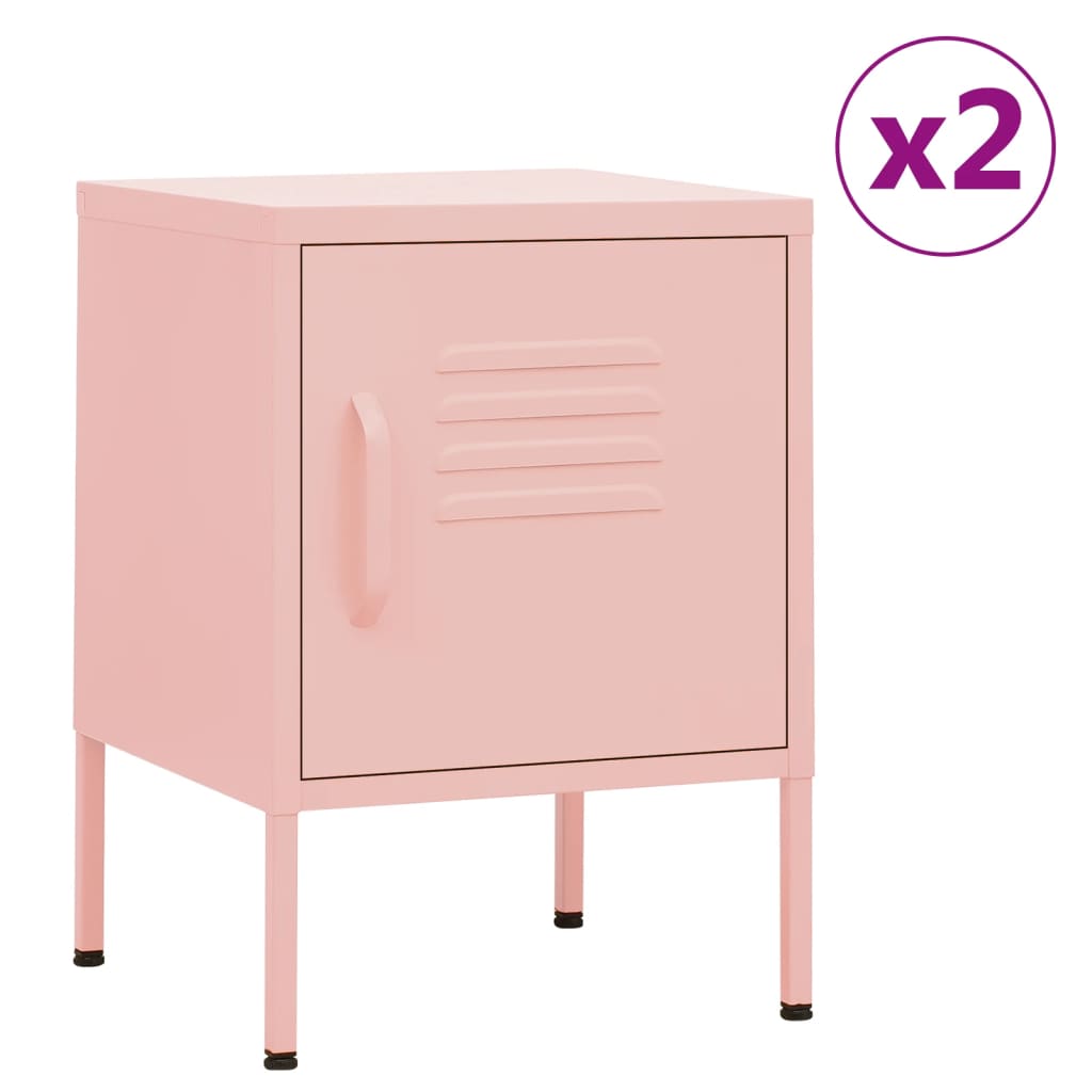 Bedside tables 2 pcs. Pink 35x35x51 cm steel