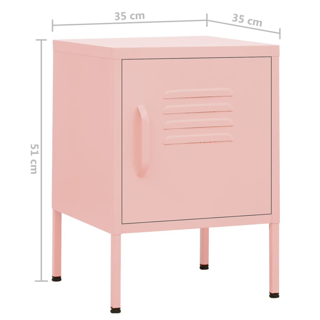 Bedside tables 2 pcs. Pink 35x35x51 cm steel