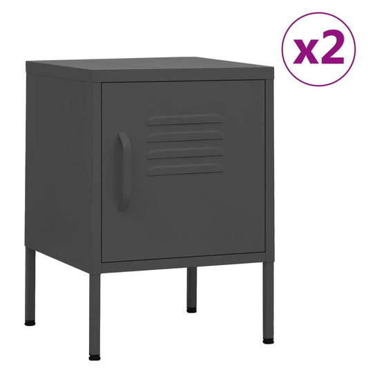 Bedside tables 2 pcs. Anthracite 35x35x51 cm steel