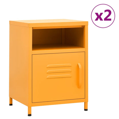 Bedside tables 2 pcs. Mustard yellow 35x35x51 cm steel