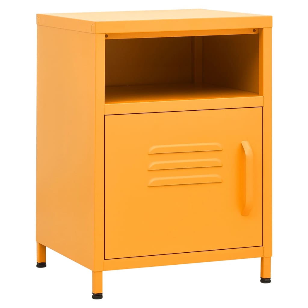 Bedside tables 2 pcs. Mustard yellow 35x35x51 cm steel