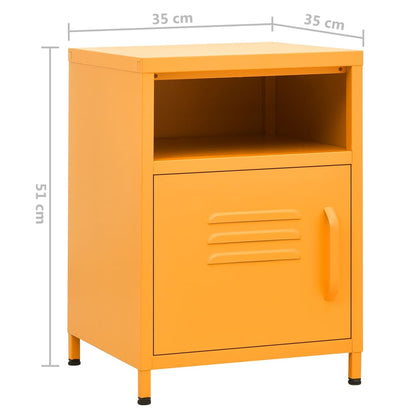 Bedside tables 2 pcs. Mustard yellow 35x35x51 cm steel