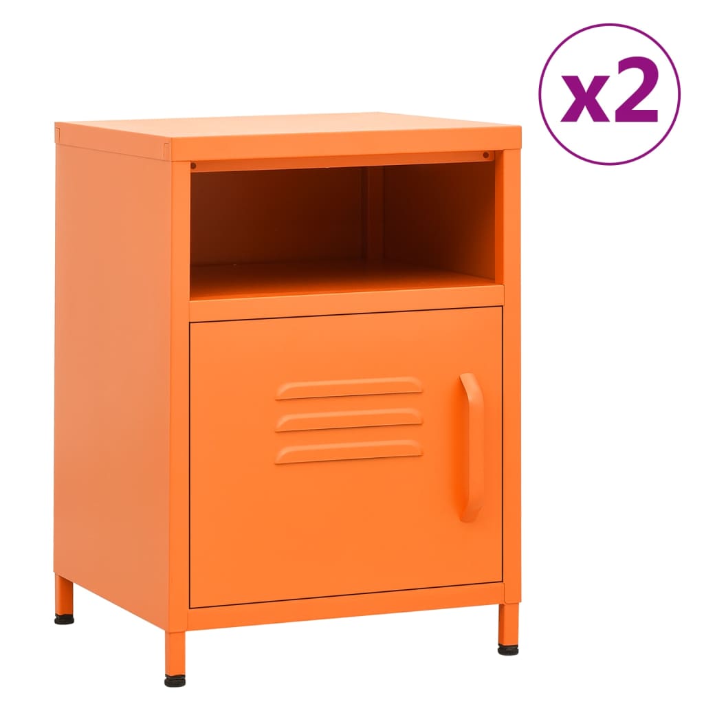 Bedside tables 2 pcs. Orange 35x35x51 cm steel