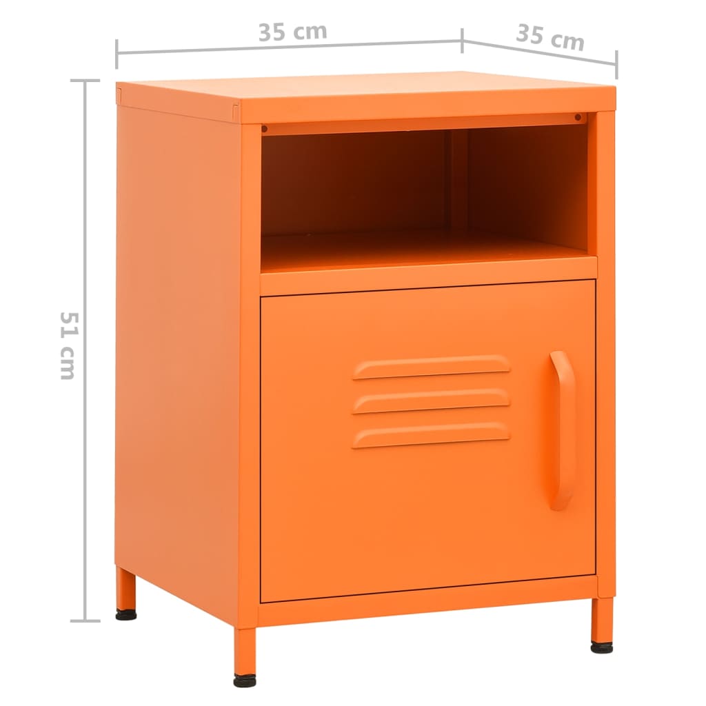 Bedside tables 2 pcs. Orange 35x35x51 cm steel