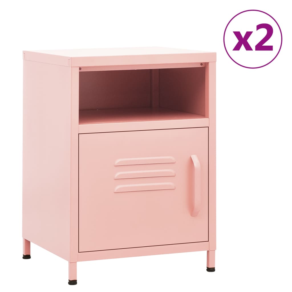 Bedside tables 2 pcs. Pink 35x35x51 cm steel