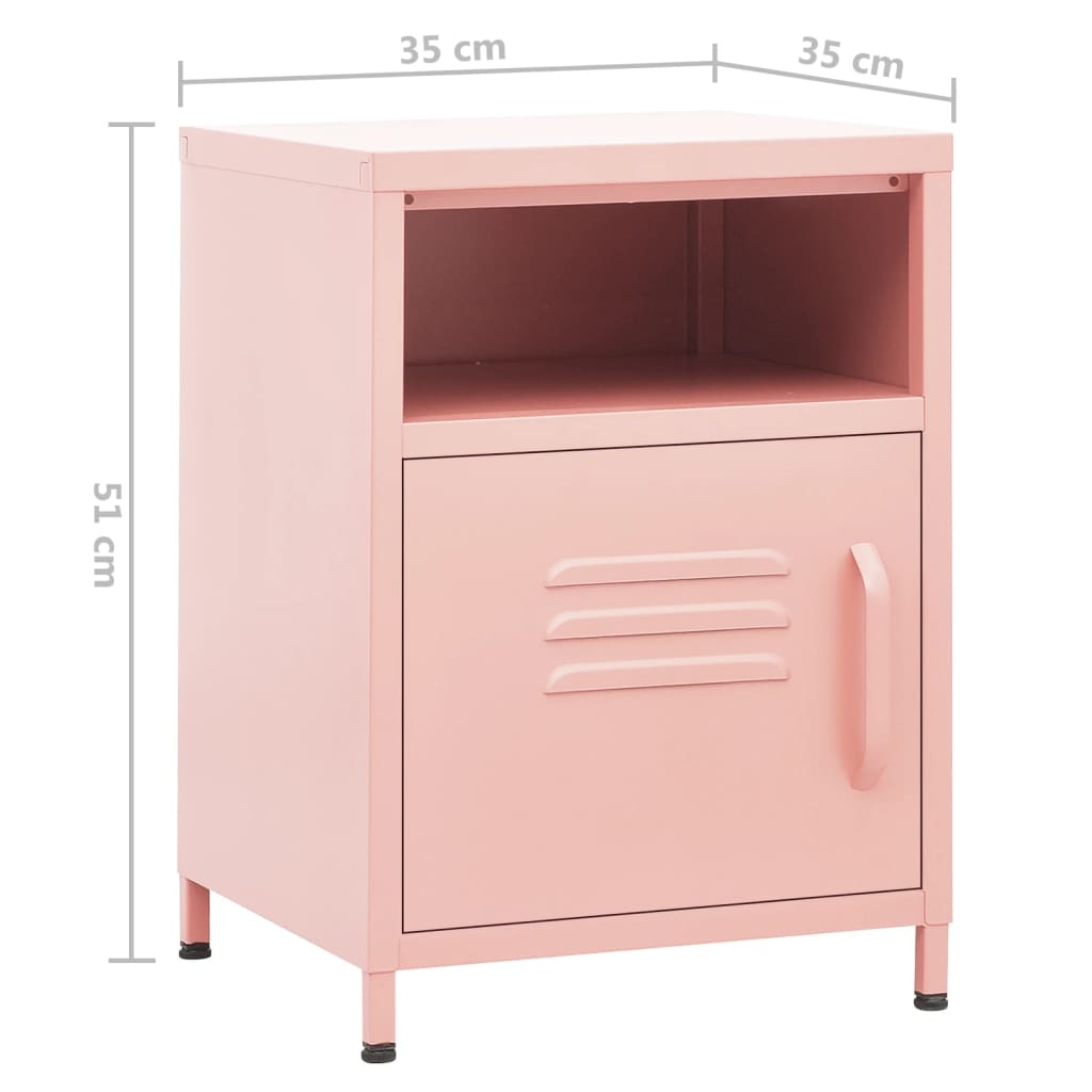 Bedside tables 2 pcs. Pink 35x35x51 cm steel