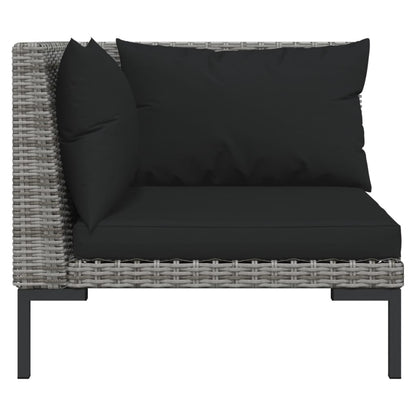 Gartensofas 2 Stk. mit Kissen Halbrundes Poly Rattan