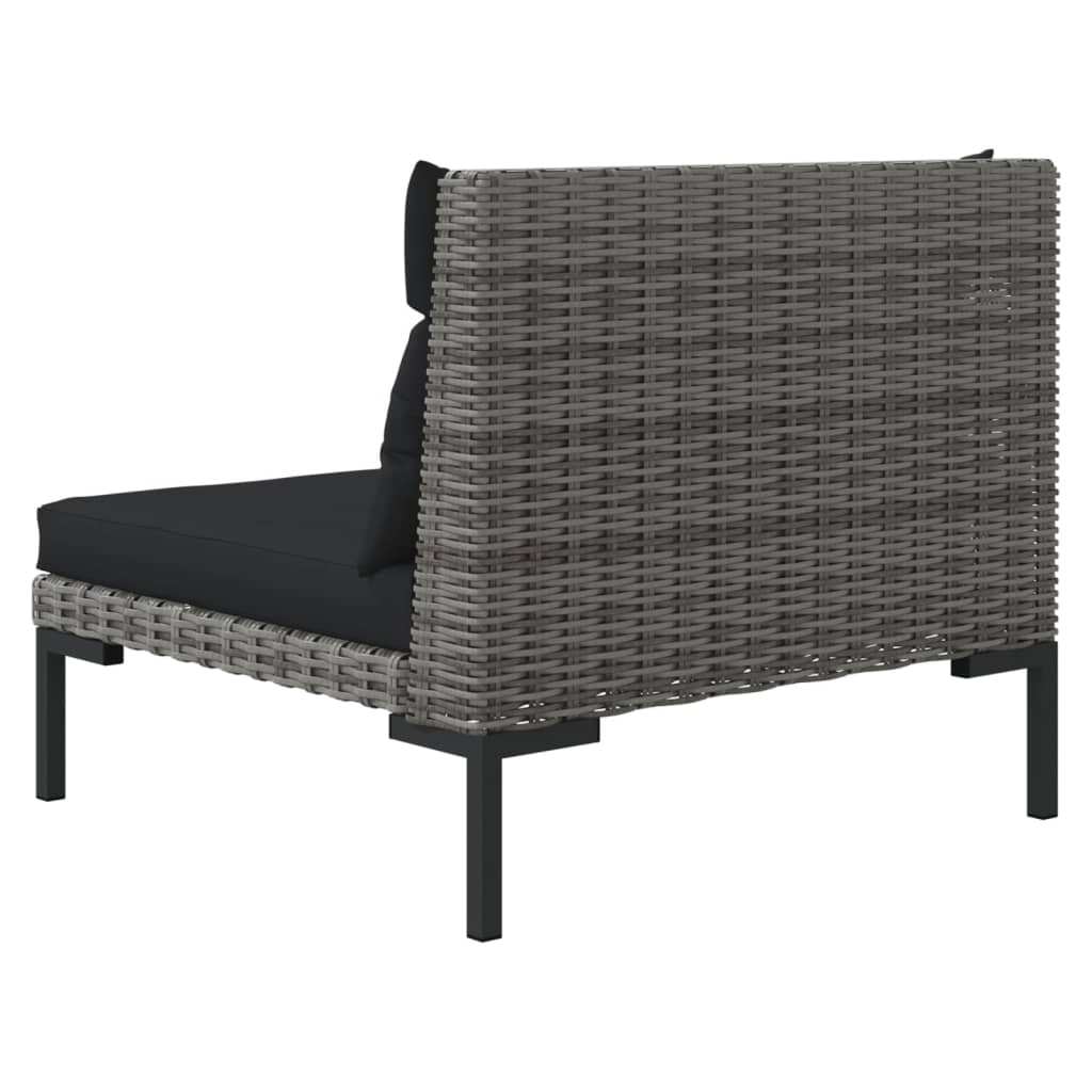 Gartensofas 2 Stk. mit Kissen Halbrundes Poly Rattan