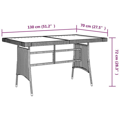 Gartentisch Grau 130x70x72 cm Poly Rattan & Massivholz Akazie