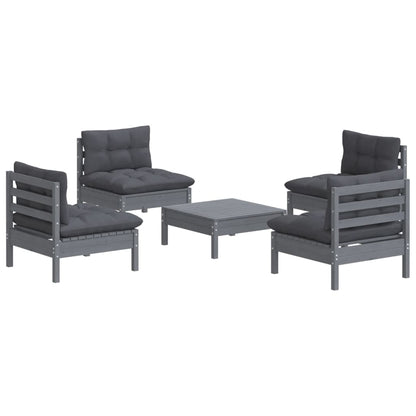 5-piece garden lounge set with anthracite cushions pinewood