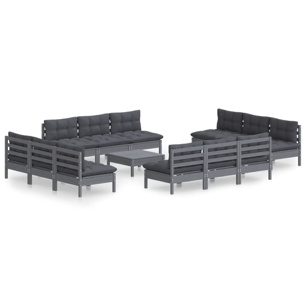 13-piece garden lounge set with anthracite cushions pinewood