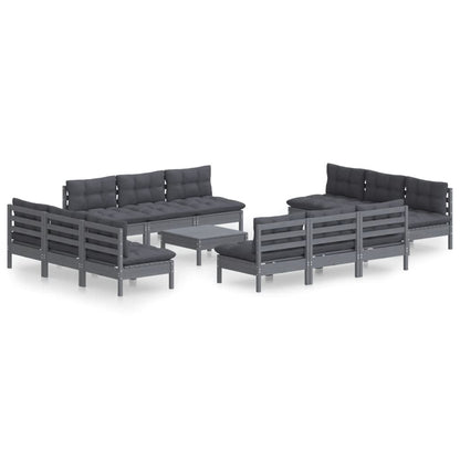 13-piece garden lounge set with anthracite cushions pinewood
