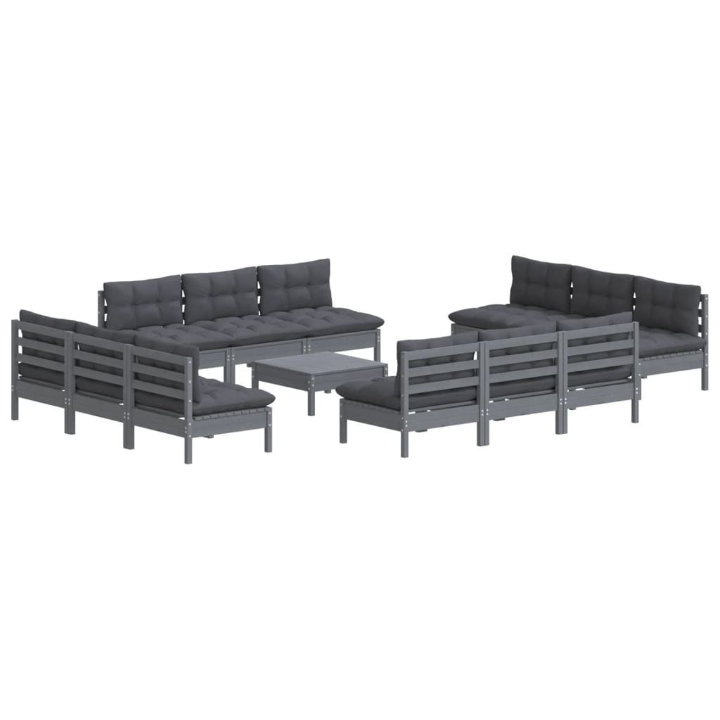 13-piece garden lounge set with anthracite cushions pinewood
