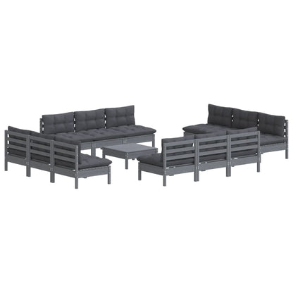 13-piece garden lounge set with anthracite cushions pinewood