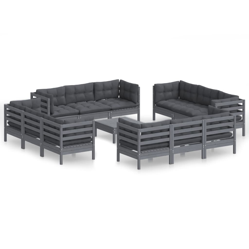 13-piece garden lounge set with anthracite cushions pinewood