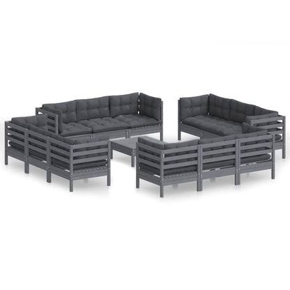 13-piece garden lounge set with anthracite cushions pinewood