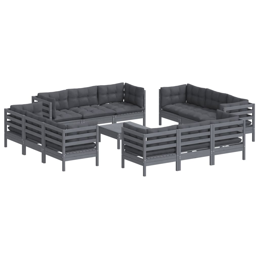 13-piece garden lounge set with anthracite cushions pinewood