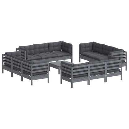 13-piece garden lounge set with anthracite cushions pinewood