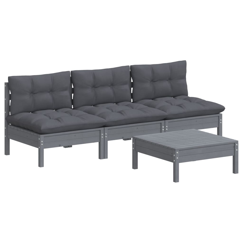 4-piece garden lounge set with anthracite cushions pinewood