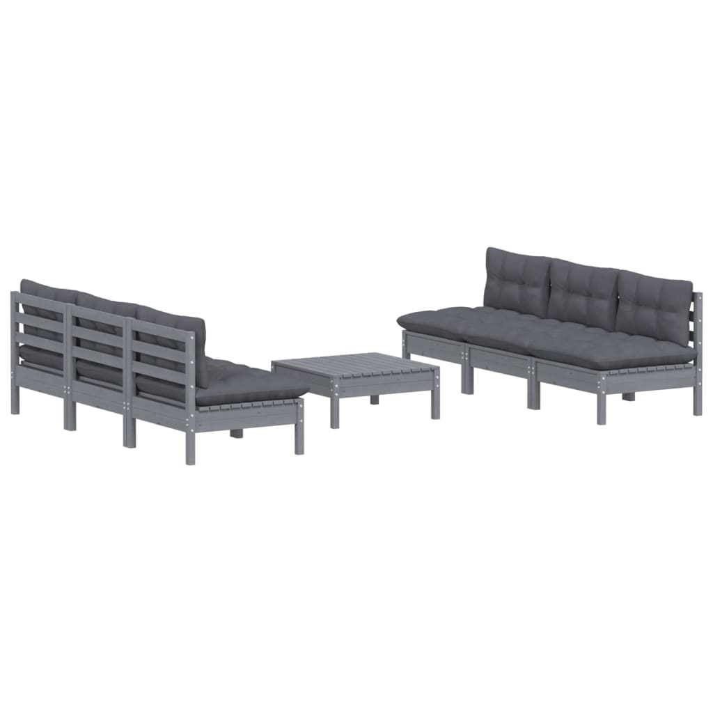 7-piece garden lounge set with anthracite cushions pinewood