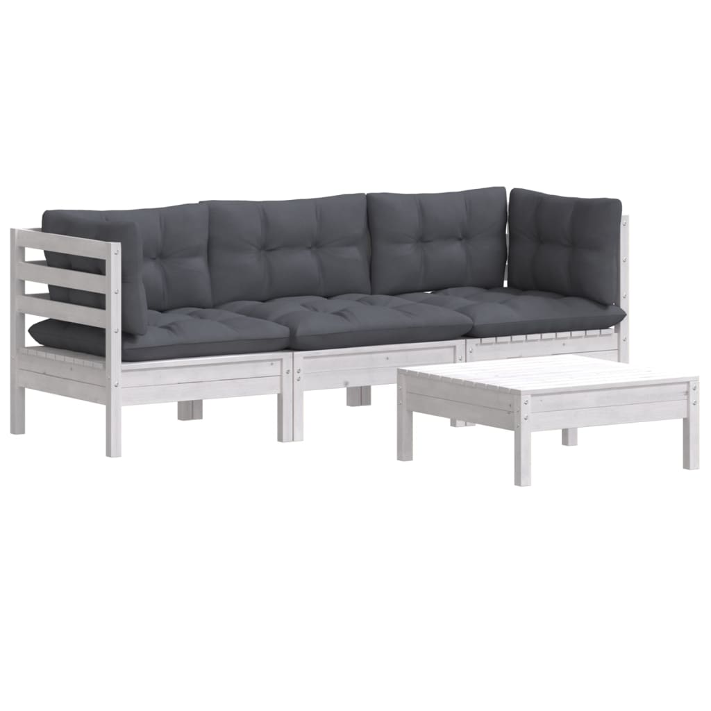 4-piece garden lounge set with anthracite cushions pinewood