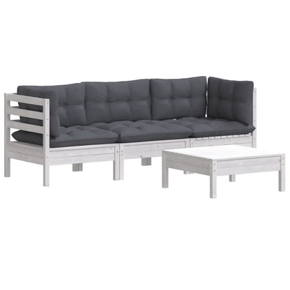 4-piece garden lounge set with anthracite cushions pinewood