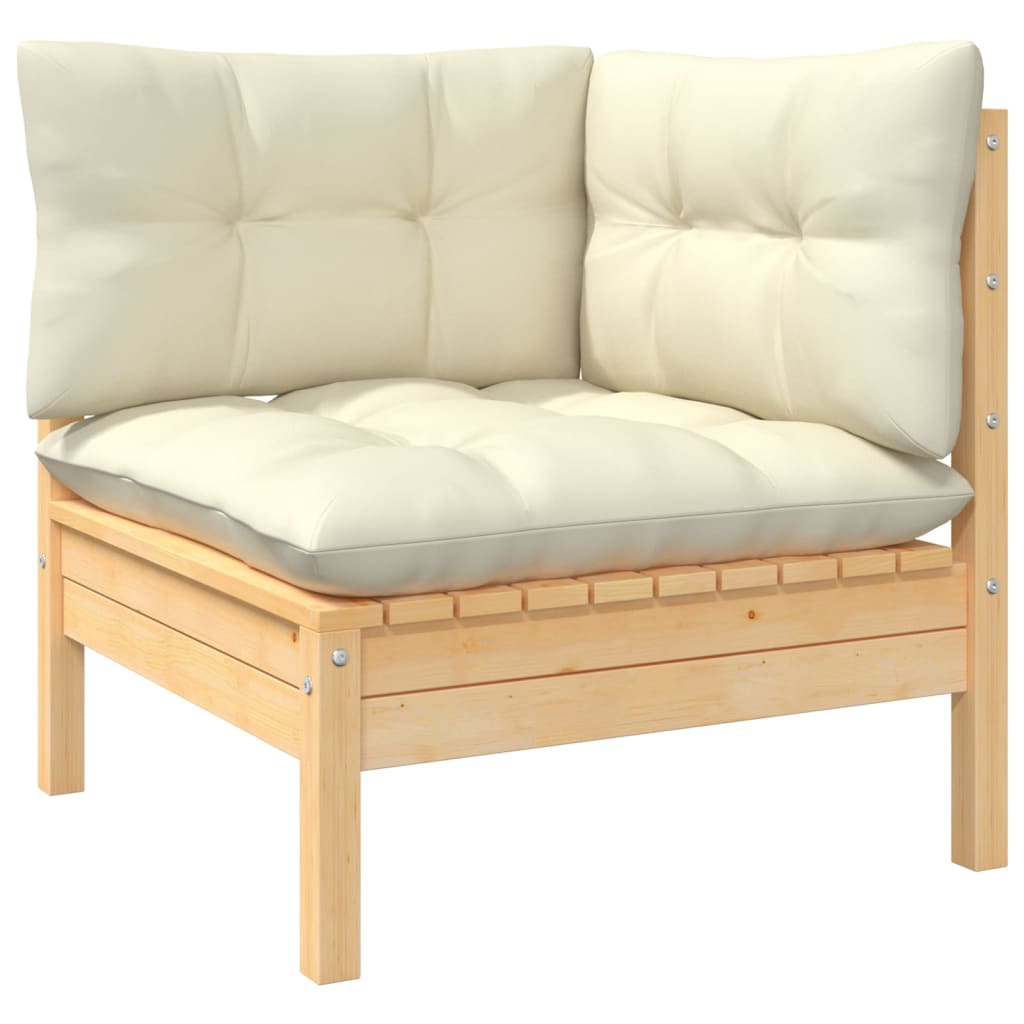 8-piece garden lounge set with cream cushions solid pine