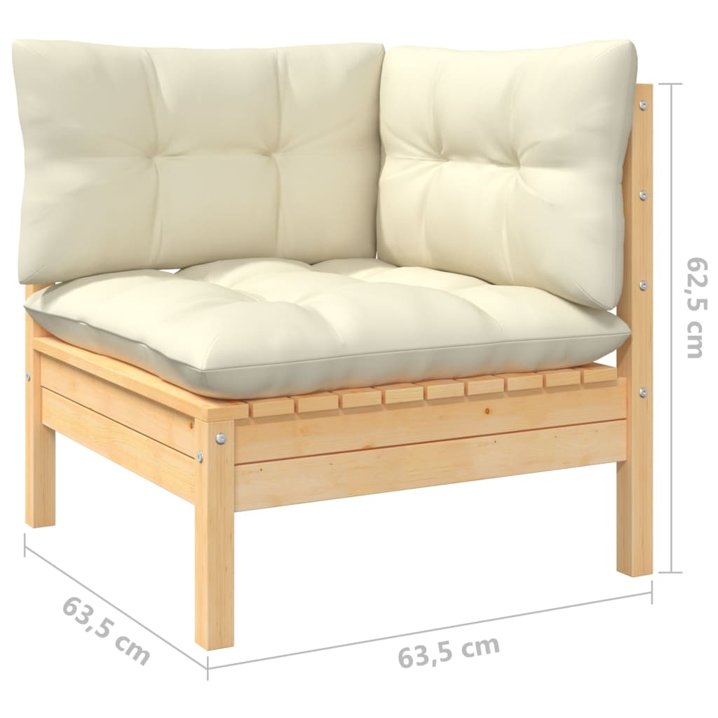 8-piece garden lounge set with cream cushions solid pine