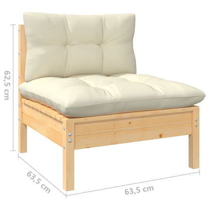 8-piece garden lounge set with cream cushions solid pine