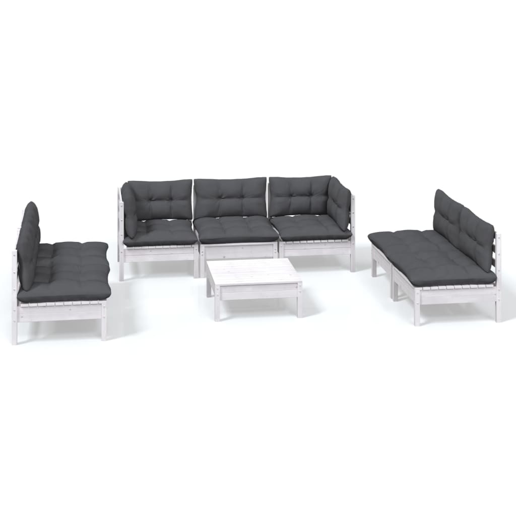 8-tlg. Garten-Lounge-Set mit Kissen Kiefer Massivholz